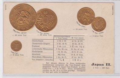 89517 Präge Ak mit Münzabbildungen Japan II um 1910