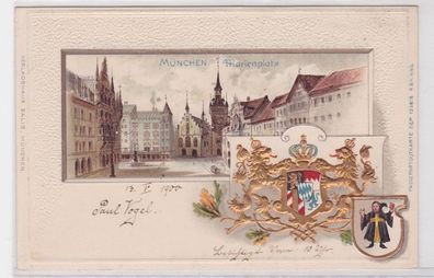 89749 Präge Passepartout AK München Marienplatz um 1900