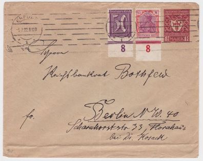 89778 DR Ganzsachen Umschlag PU von Erfurt nach Berlin 1922