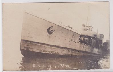 90094 Foto Ak Untergang von Torpedobootszerstörer V99, 1915