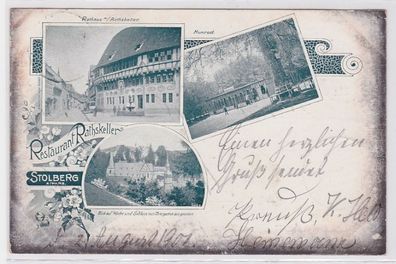 90299 AK Stolberg am Harz - Restaurant Rathskeller Rathaus Kirche & Schloss 1901