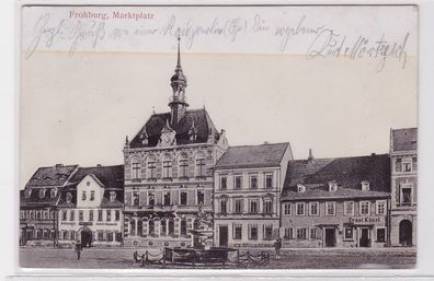 90652 Präge Relief AK Frohburg Marktplatz mit Geschäften 1907
