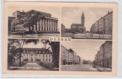 90751 AK Dessau - Landestheater, Rathaus, Museum Schloß Mosigkau, Straßenansicht