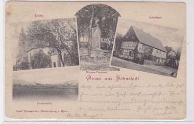 90768 Mehrbild Ak Gruß aus Hohnstedt Schulhaus, Kriegerdenkmal usw. 1900
