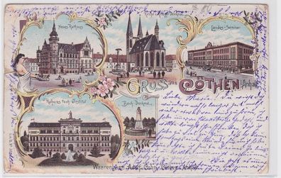 90875 Ak Lithographie Gruss aus Cöthen Köthen in Anhalt 1899