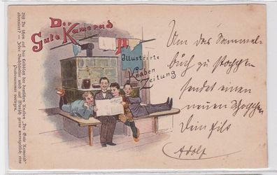 90926 Humor Reklame AK Der Gute Kamerad - Illustrierte Knaben Zeitung um 1900