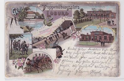 91013 AK Gruss vom Truppenübungsplatz Loburg - Casino, Kommandantur 1899