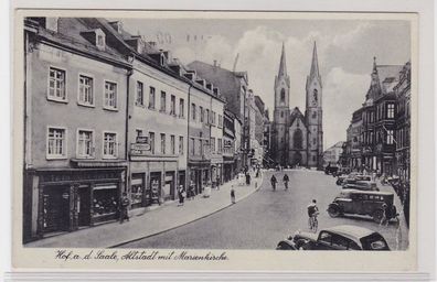 91322 AK Hof an der Saale - Altstadt mit Marienkirche davor Automobile 1940