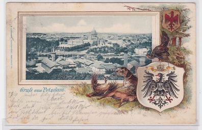91340 Präge Passepartout AK Gruß aus Potsdam 1901