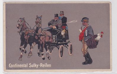 91437 Reklame Humor Ak Continental Sulky Reifen Pferdekutsche um 1914