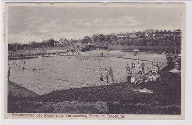 91490 AK Schwimmbad des Allgemeinen Turnvereins, Thum im Erzgebirge 1939