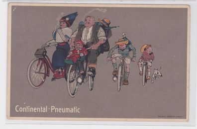 91572 Reklame Humor Ak Continental Pneumatic Familienausflug per Rad um 1914