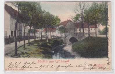 91586 AK Parthie aus Wilsdruff - Straße neben Flusslauf 1902