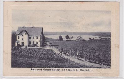 91601 Ak Restaurant Waldschlößchen mit Filzteich bei Neustädtl 1911