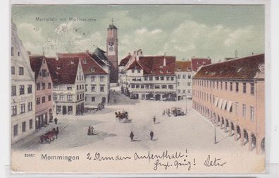 92229 AK Memmingen - Marktplatz mit Martinskirche 1906