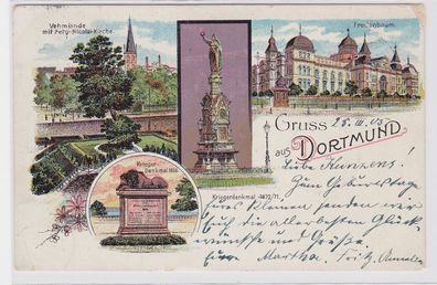 92239 Ak Lithographie Gruss aus Dortmund 1905