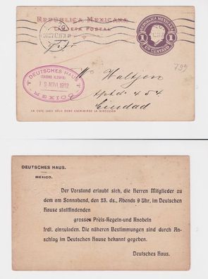 92435 Ganzsachen Einladungs Ak Deutsches Haus Mexiko 1912