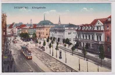 92454 Ak Duisburg Königstrasse mit Strassenbahn um 1910