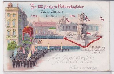 92648 Ak Lithographie Enthüllung des National Denkmals in Berlin 1897