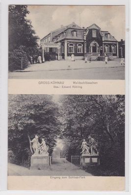 92814 AK Gross-Kühnau - Waldschlösschen, Bes. Eduard Rühling, Schlosspark 1909