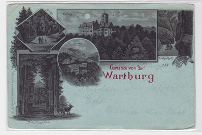 92832 Mondscheinkarte Gruß von der Wartburg 1898