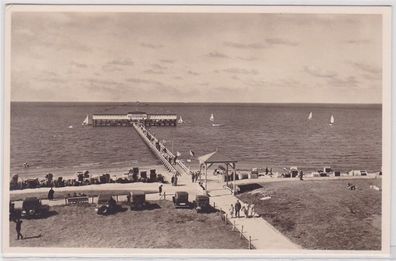 92903 Ak Nordseebad Duhnen Strand und Badebrücke um 1940