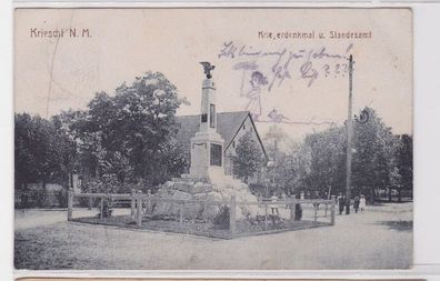 92914 Ak Kriescht Krzeszyce N.M. Kriegerdenkmal und Standesamt 1919