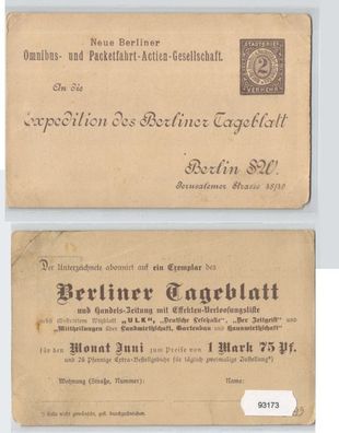 93173 Privatpost Ganzsachen Bestell AK Berliner Tageblatt & Handels-Zeitung