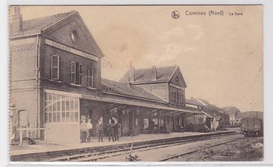 93300 Feldpost Ak Comines (Nord) la Gare Bahnhof 1916