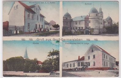 93343 Mehrbild Ak Gruß aus Groß-Germersleben Warenhaus, Gasthof usw. 1914
