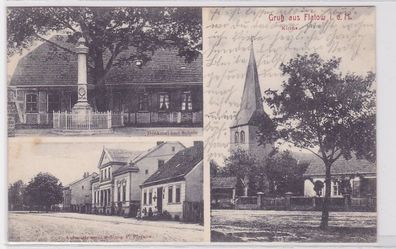 93359 AK Gruß aus Flatow - Kirche, Denkmal, Schule & Colonialwarenhandlung 1912