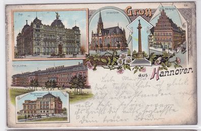 93407 AK Gruss aus Hannover - Kanzlei, Post, Kirche, Schloss und Museum 1901