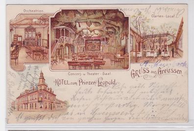 93439 Ak Lithographie Gruß aus Greussen Hotel zum Prinzen Leopold 1901