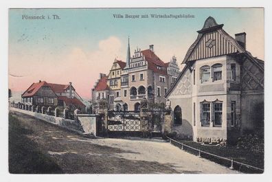 93538 AK Pössneck in Thüringen - Villa Berger mit Wirtschaftsgebäuden 1910