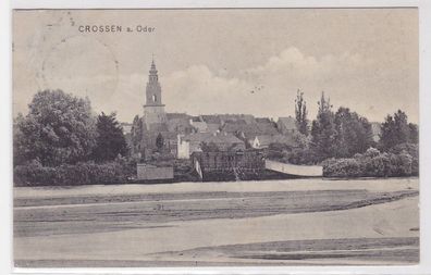 93722 AK Crossen an der Oder (Krosno Odrzanskie) - Stadtansicht mit Kirche 1908