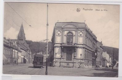 93812 Feldpost Ak Pepinster Belgien Hotel de Ville mit Strassenbahn 1915