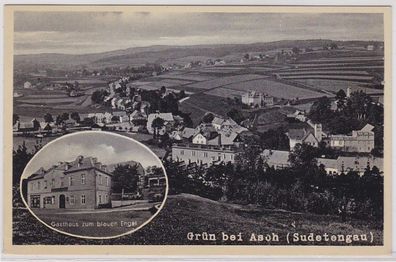 93818 Ak Grün bei Asch Sudetengau Gasthaus zum blauen Engel 1939
