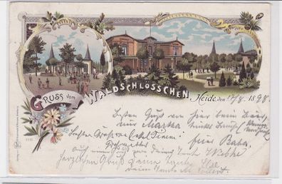 94172 Ak Lithographie Gruß vom Waldschlösschen Heide 1898