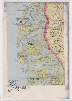 94310 Karten AK Gruss von der Nordsee - Sylt, Föhr, Amrum, Pellworm 1900