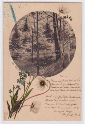 94328 Mailick Künstler Ak Waldmotiv mit Blumen um 1900