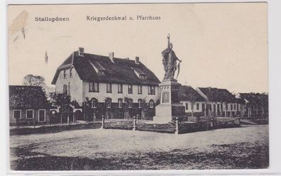 94427 Ak Stallupönen Nesterow Ostpreussen Kriegerdenkmal & Pfarrhaus 1933