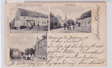 94598 AK Gruss aus Klein Alsleben in Anhalt - Gasthof zum weissen Schwan 1905
