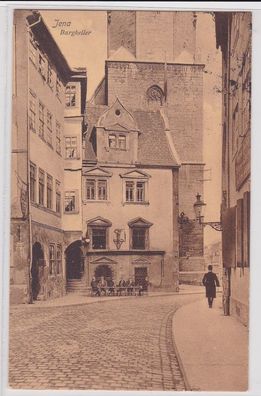 94657 AK Jena - Burgkeller, Stammtisch vor dem Lokal, Straßenansicht 1912