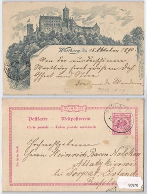 95970 DR Ganzsachen Postkarte PP10/ F17 Wartburg bei Eisenach 1890