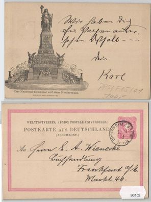 96102 DR Ganzsachen Postkarte PP5/ F15/1 Nationaldenkmal auf dem Niederwald 1888