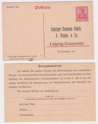 96110 DR Ganzsachen Postkarte P107 Zudruck Leipziger Essenzen-Fabrik A. Brunne