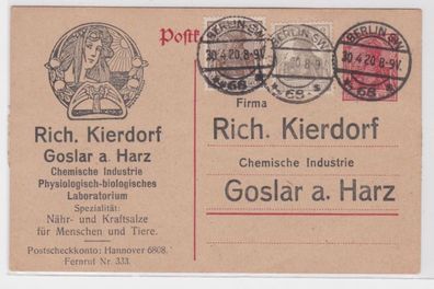 96451 DR Ganzsachen Postkarte P107 Zudruck Rich. Kierdorf Chem. Industrie Goslar