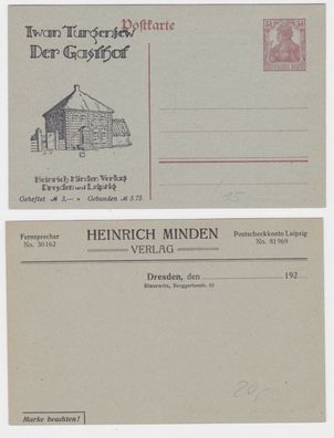 96612 DR Ganzsachen Postkarte P109 Zudruck Heinrich Minden Verlag Dresden