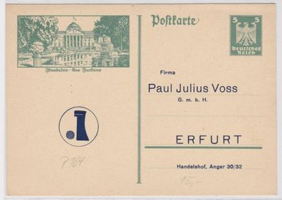 96644 DR Ganzsachen Postkarte P164/025 Zudruck Paul Julius Voss GmbH Erfurt