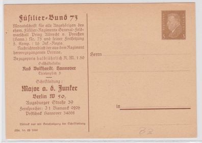 96747 DR Ganzsachen Postkarte PP106/ B3 Füsilier-Bund 73 Major Junker Berlin